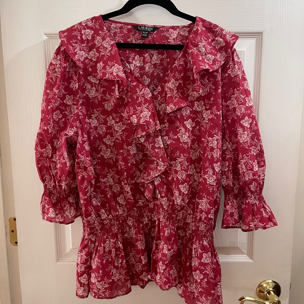 Ralph Lauren ruffly top with elastic waist